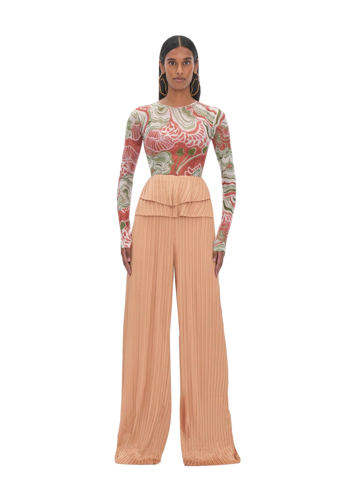 Andrea Iyamah Linea Pleated Wide Leg Pants Resort Statement Vacation Summer S